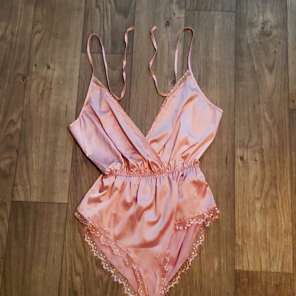 Pink one-piece lingerie